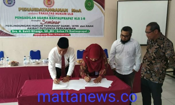Pengadilan Agama Tandatangani MoA Dengan FK Hukum ULB