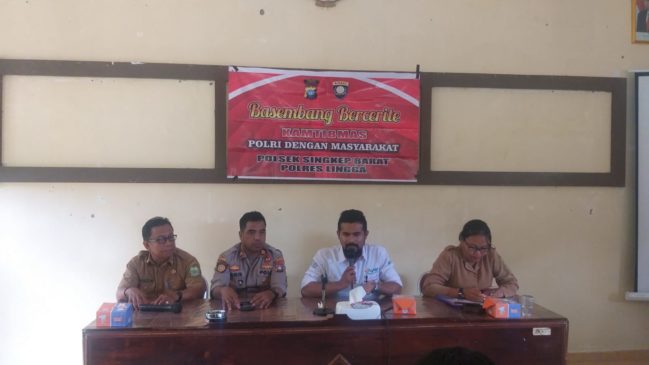 Basembang Bercerita Kamtibmas dan Antisipasi Covid-19, Kapolsek Singkep Barat Sampaikan Himbauan