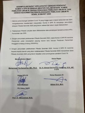 Pilkada Serentak di Sumsel Resmi Ditunda