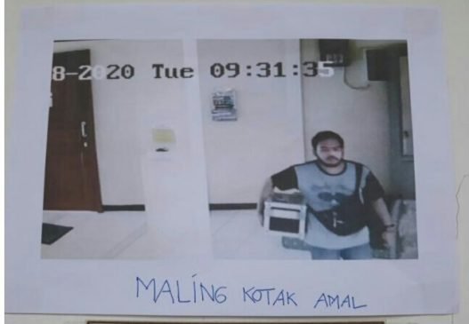 Maling Kotak Amal Terekam CCTV, Foto Pelaku di Pasang Disudut Gang Pangkalan Jati Jakarta Timur