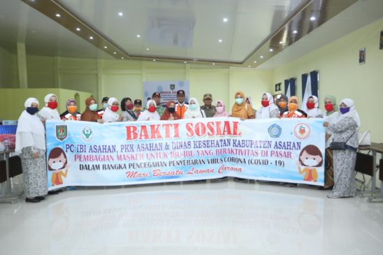 Cegah Corona, TP PKK dan IBI serta Dinkes Asahan Bagikan 1.000 Masker