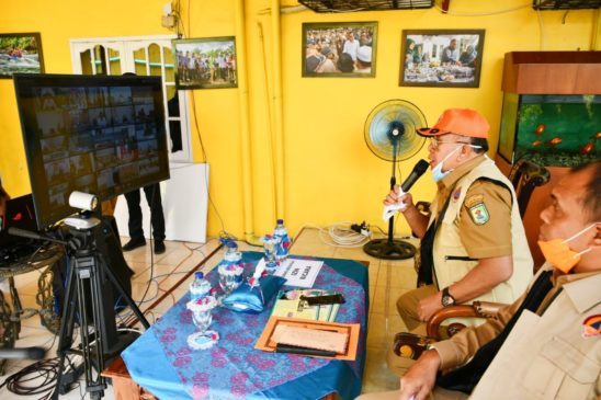 Lewat Teleconference, Bupati Sergai Sampaikan Beberapa Laporannya kepada Gubernur Sumut