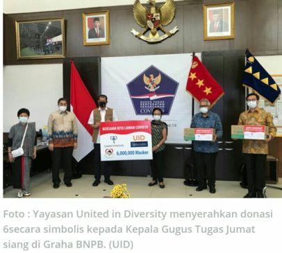 Dukungan 6 Juta Masker Hadapi Pandemi Covid–19