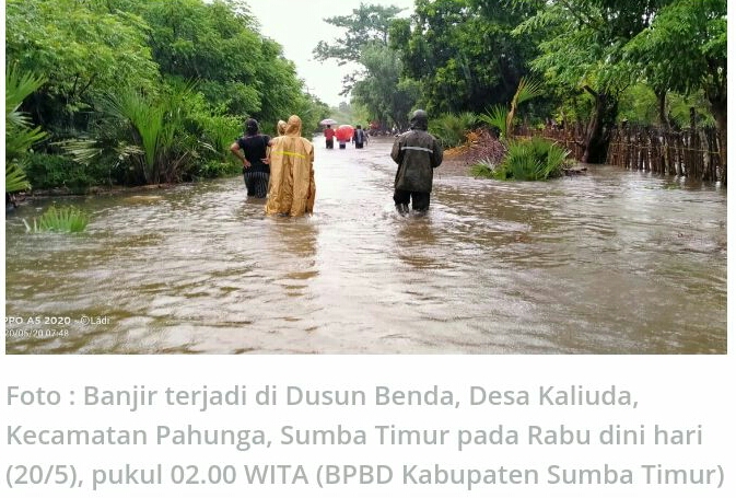 Banjir Sumba Timur Hanyutkan Dua Rumah Warga