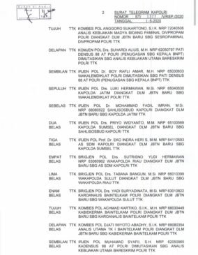Kapolda Sumsel Diganti, Kapolri Juga Lakukan Mutasi 271 Perwira Tinggi dan Menengah Kepolisian Republik Indonesia
