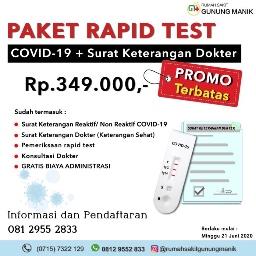 Rumah Sakit Gunung Manik Turunkan Harga Rapid Test