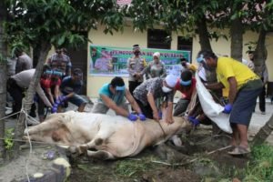 Polres Labuhanbatu Gelar Salat Idul Adha dan Penyembelihan Hewan Kurban Sesuai Protokol Kesehatan