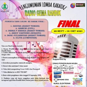 Enam Peserta Lomba Karaoke On Air HUT RGR Muba Masuk Final