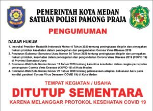 Pemkot Medan Tidak Segan-segan Tutup Pelaku Usaha Langgar Prokes