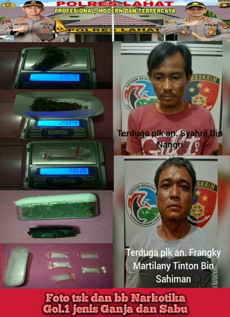 Polres Lahat Amankan Dua Pelaku Penyalahgunaan Narkoba