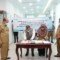 Wali Kota (Wako) TebingTinggi Umar Zunaidi Hasibuan, menyaksikan penandatanganan kerjasama antara BPJS dengan Dinas Kesehatan TebingTinggi Sumatera Utara (Sumut) (Anjas / Mattanews.co)