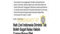 Hoax !! Indonesia Tidak Dapat Menggugat Jika Vaksin Bermasalah