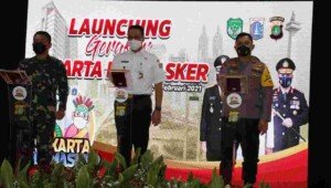 Launching Logo Gerakan Jakarta Bermasker, Gubernur Anies Baswedan Apresiasi Polda Metro Jaya Cegah Penularan Covid-19