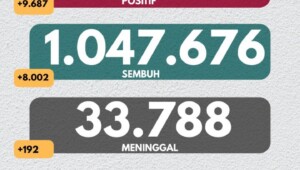 Update 17 Februari 2021 Korban Covid-19 di Indonesia:1.243.646 Positif, 1.047.676 Sembuh, 33.788 Meninggal