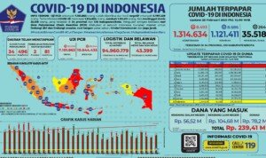 Update 25 Februari 2021 Korban Covid-19 di Indonesia: 1.314.634 Positif, 1.121.411 Sembuh, 35.518 Meninggal