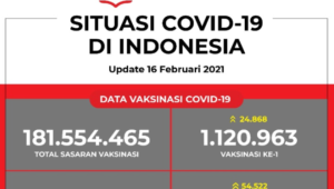 Update Data Vaksinasi Covid-19 Per 16 Februari 2021