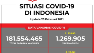Update Data Vaksinasi Covid-19 Per 23 Februari 2021
