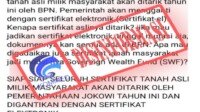 Hoax !! BPN Akan Tarik Semua Sertifikat Tanah Asli Milik Masyarakat Untuk Diganti Menjadi Sertifikat Elektronik