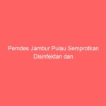 Pemdes Jambur Pulau Semprotkan Disinfektan dan Bagikan Masker