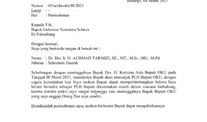 Sekda OKU Minta Langsung ke Herman Deru untuk Tunjuk Orang Lain Sebagai Plh Bupati OKU