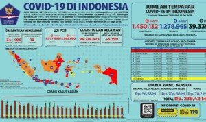 Update 19 Maret 2021 Korban Covid-19 di Indonesia: 1.450.132 Positif, 1.278.958 Sembuh, 39.339 Meninggal