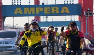 Brimob Polda Sumsel dan Jasdam II Sriwijaya Gowes Bareng
