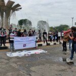 Puluhan Wartawan Sumsel Gelar Aksi Solidaritas di BAM Masjid Agung