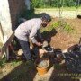 Kapolsek Cikoneng Kompol Widarjo menghadiri acara peletakan batu pertama pembangunan irigasi di Desa Sukasenang, Kecamatan Sindangkasih, Kabupaten Ciamis, Jawa Barat, Minggu (18/04/2021).