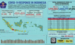Update 9 Mei 2021 Korban Covid-19 di Indonesia: 1.713.684 Positif, 1.568.277 Sembuh, 47.012 Meninggal