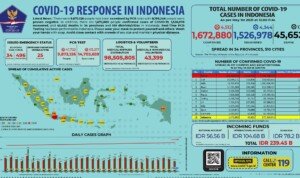 Update 1 Mei 2021 Korban Covid-19 di Indonesia: 1.672.880 Positif, 1.526.978 Sembuh, 45.652 Meninggal