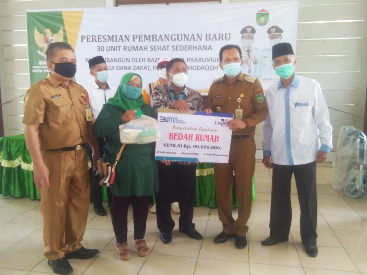 BAZNAS Kota Prabumulih melangsungkan kegiatan yaitu Penyerahan Kunci Rumah kepada 27 orang warga Prabumulih dan juga dari TASPEN sebanyak 3 unit rumah, 4 buah Kursi Roda.
