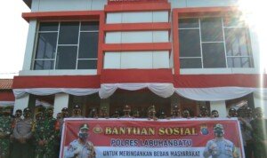 Bersama Kodim 0209/LB, Polres Labuhanbatu Bagikan 1000 Paket Sembako
