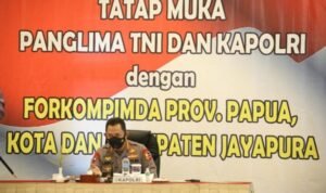Kapolri Pimpin Rapat Forkopimda Jayapura, Pastikan Kesiapan PON XX Papua 2021 dan Penanganan Covid-19
