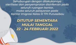 Mulai Besok Kantor Imigrasi Putussibau Tutup, Ini Penyebabnya