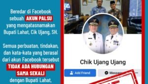 Beredar Akun Palsu FB Atas Nama Bupati Lahat, Kadis Kominfo Tegaskan Itu Akun Palsu