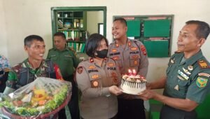 HUT TNI ke-77, Kapolsek IB II dan Gandus Sambangi Koramil 418-01/Makrayu