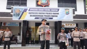 Amanat Kapolres Fakfak saat Pimpin Sertijab Kapolsek
