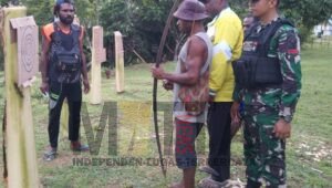Lestarikan Budaya Lokal, Satgas Yonif 143/TWEJ Gelar Pertandingan Jubi di Papua