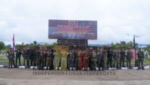 Wadan Kolakops Rem 121/Abw Pimpin Upacara Pembukaan Patroli Terkoordinasi TNI – TDM Seri 1 Tahun 2023 di Nanga Badau Kapuas Hulu