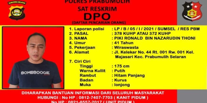 Satreskrim Polres Prabumulih Buru Tersangka Piki DPO Kasus Penipuan