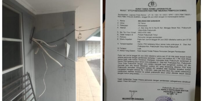 Kantor PWI Prabumulih Kembali Disatroni Maling