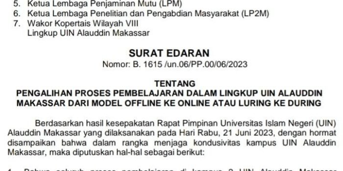Isu Bentrok antar Mahasiswa, Perkuliahan di UIN Alauddin Makassar Dialihkan