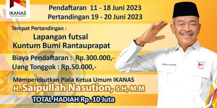 Support Talenta Muda, Ketum DPP Ikanas Gelar Turnamen Futsal U20 Se Labuhanbatu Raya.