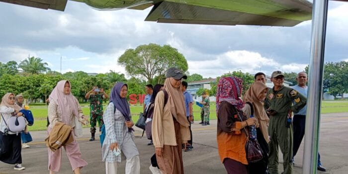 Lanud Soewondo Medan Layani Kepulangan 200 Peserta Muktamar IPM dengan Pesawat Hercules