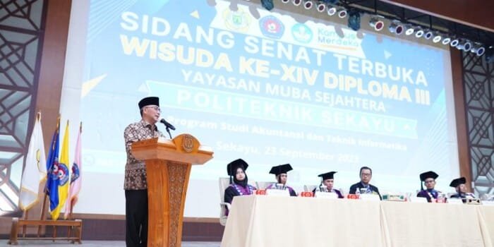 Hadiri Wisuda ke 14 Politeknik Sekayu, Pj Bupati Apriyadi Minta Lulusan Terus Upgrade Kemampuan