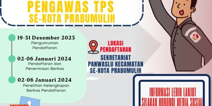 Butuh 668 Pengawas TPS Pemilu 2024 di Kota Nanas, Bawaslu Kota Prabumulih Buka Pendaftaran
