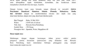 Rekruitmen Panwascam Penuh Masalah, Aliansi Aktivis Penyelamat Demokrasi Sumsel Akan Datangi Bawaslu Palembang 