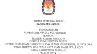KPU Mamuju Umumkan Seleksi Calon Anggota PPS Kabupaten Mamuju untuk Pemilihan Gubernur dan Bupati Tahun 2024