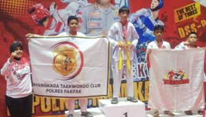 BTC Polres Fakfak Raih 9 Medali Pada Kejuaraan Tournament Taekwondo Kapolres Mimika Cup II