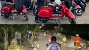 Rayakan HUT RI ke 79, Scooterist Asal Prabumulih Gass Vespa ke Pulau Bangka